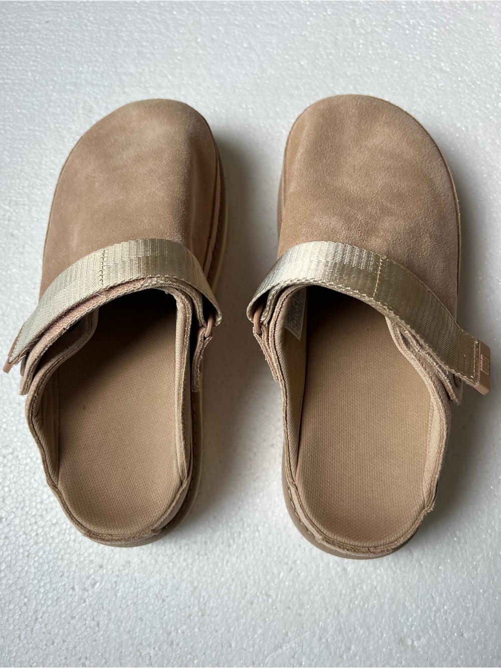 UGG Men's Beige/Tan Suede Slide Sandals with Adjustable Webbing Strap - Picture 5 of 8